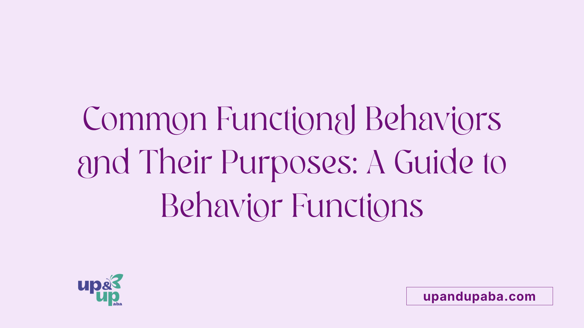 Common Functional Behaviors and Their Purposes: A Guide to Behavior Functions