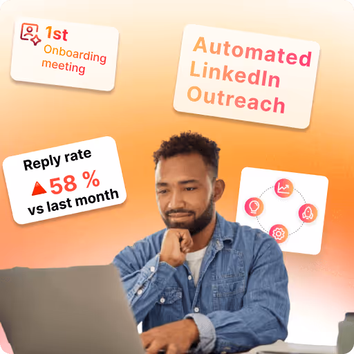 Person using laptop for automated LinkedIn outreach – 58% reply rate increase vs last month