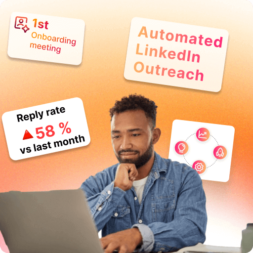 Person using laptop for automated LinkedIn outreach – 58% reply rate increase vs last month