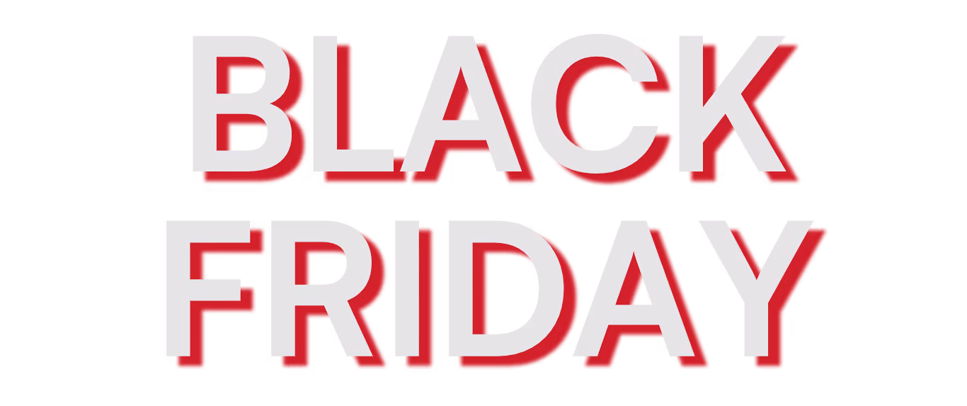 Black Friday promotional logo with bold red and white text