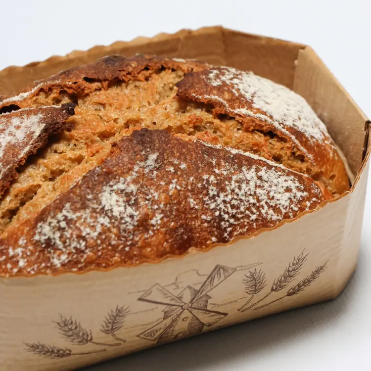 Zoom sur les détails du pain de petit épeautre sur le dessus