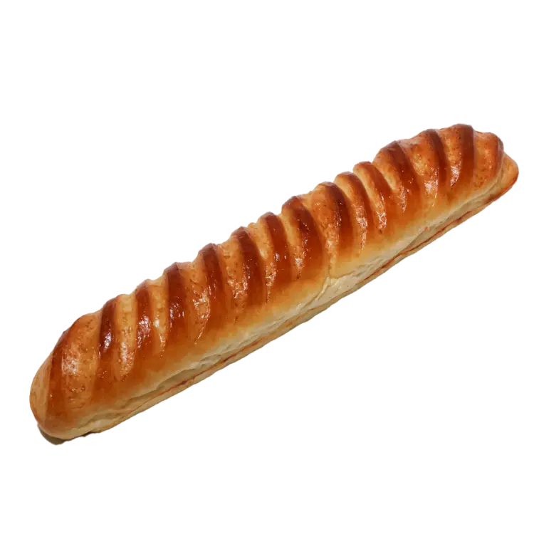 une baguette viennoise sur fond blanc