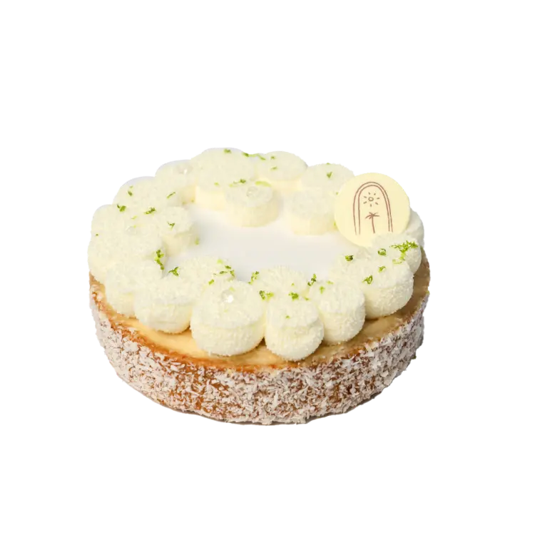 Tartelette coco citron vert sur fond blanc