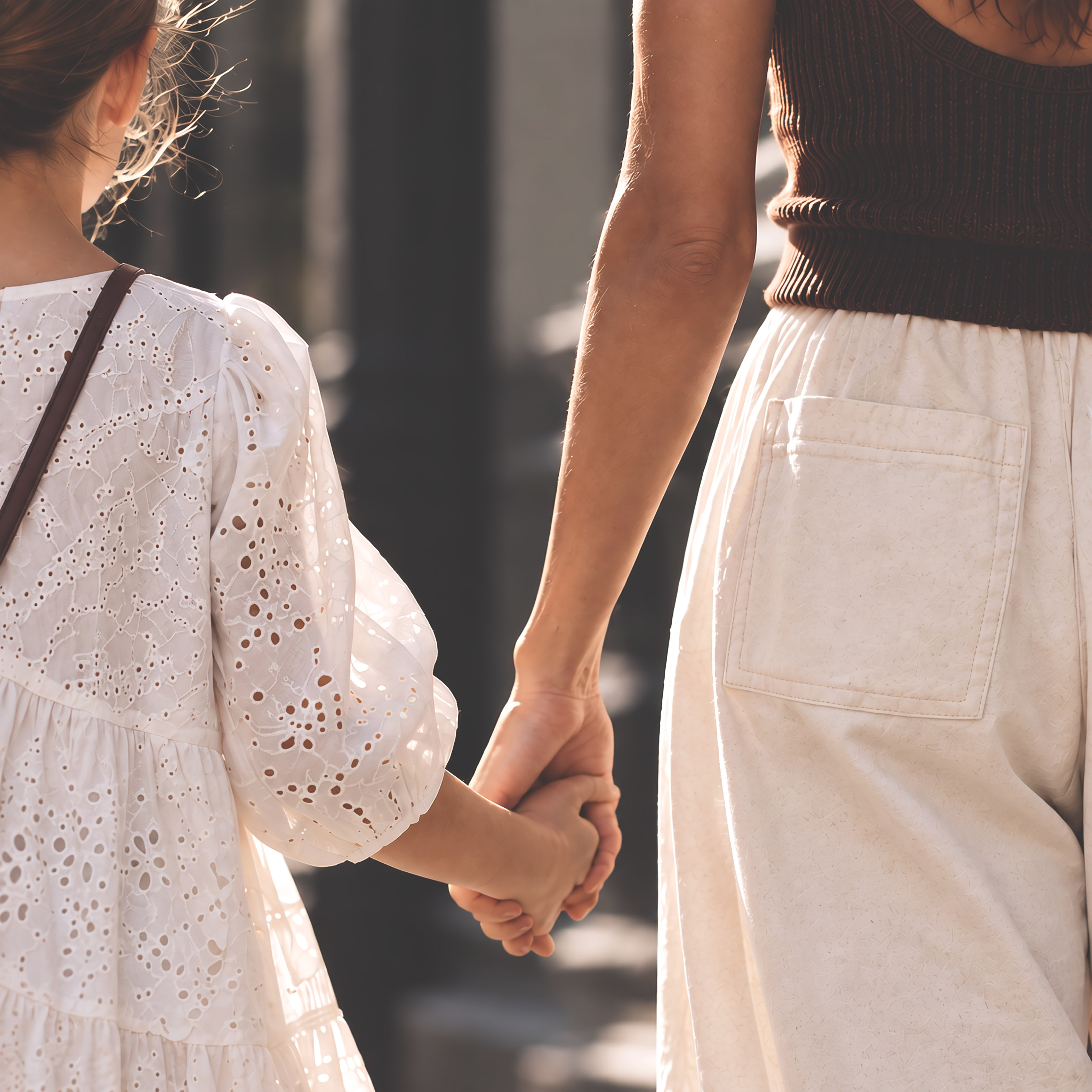 Adult and child holding hands