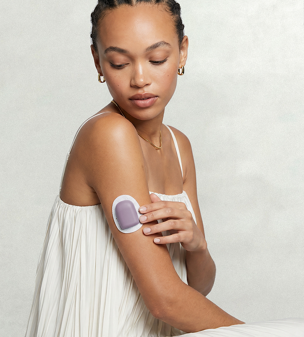 Editorial image of a Lilac PODERN pod cover being worn