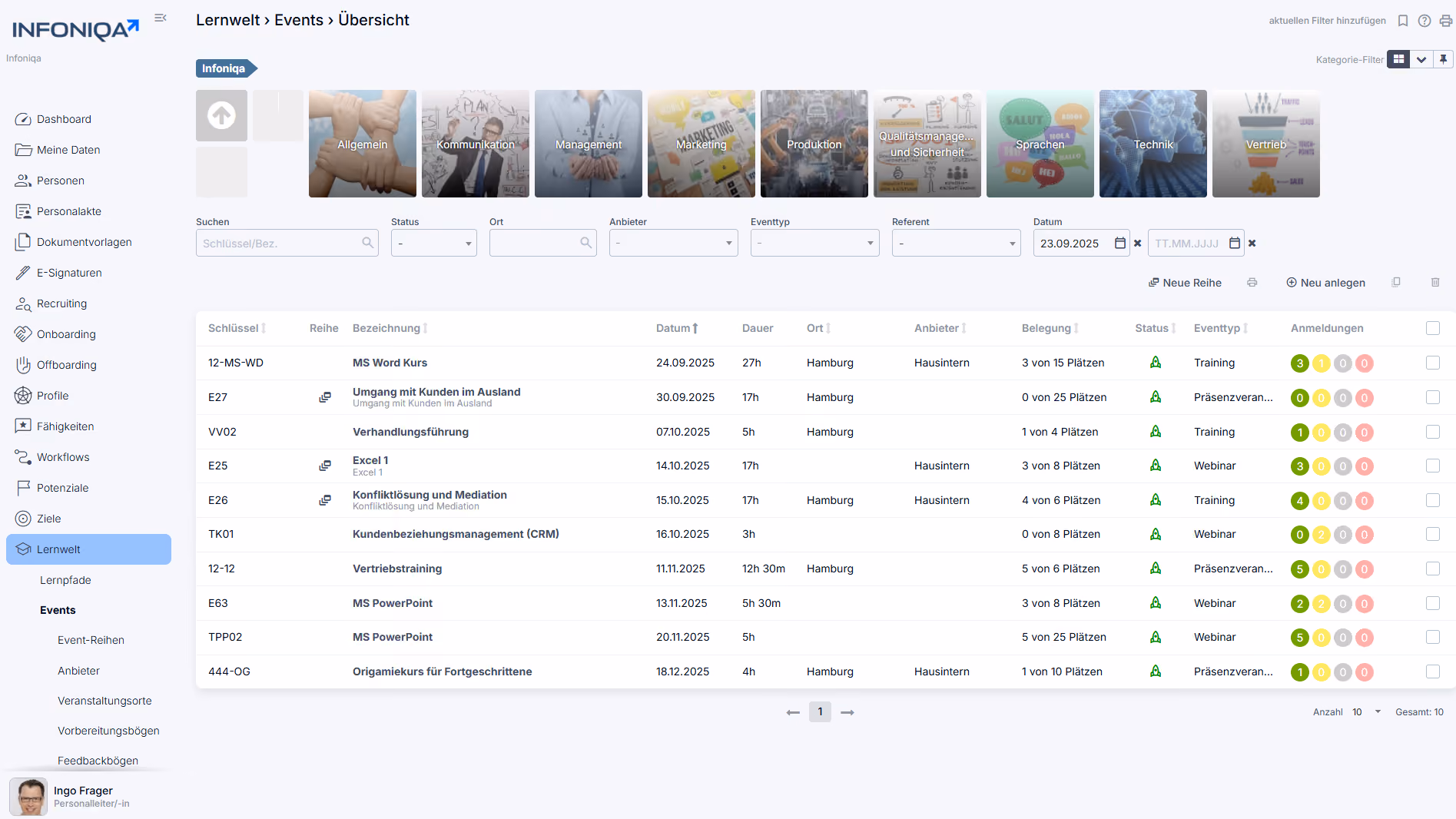 Event planner software screenshot
