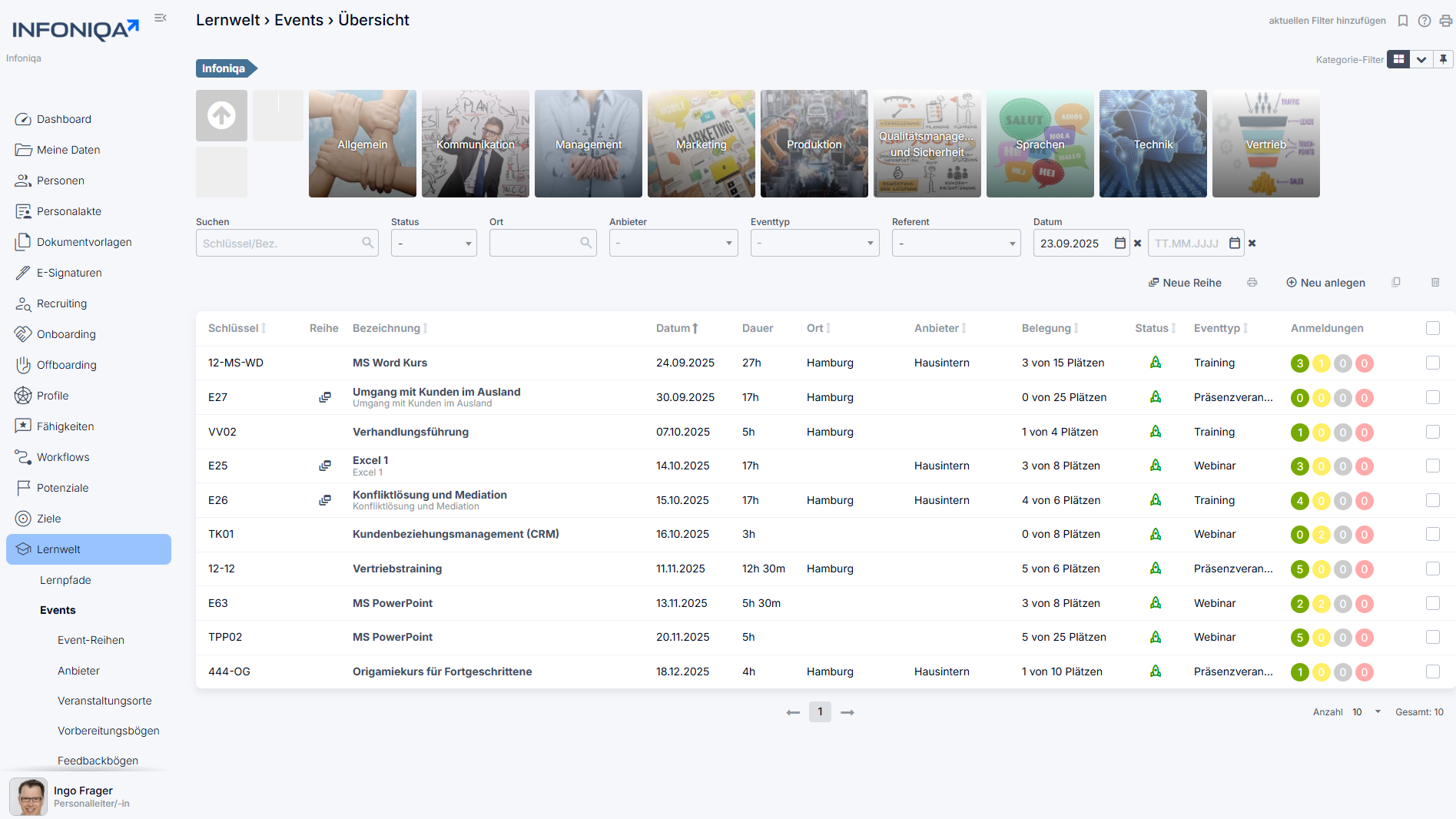 Event planner software screenshot