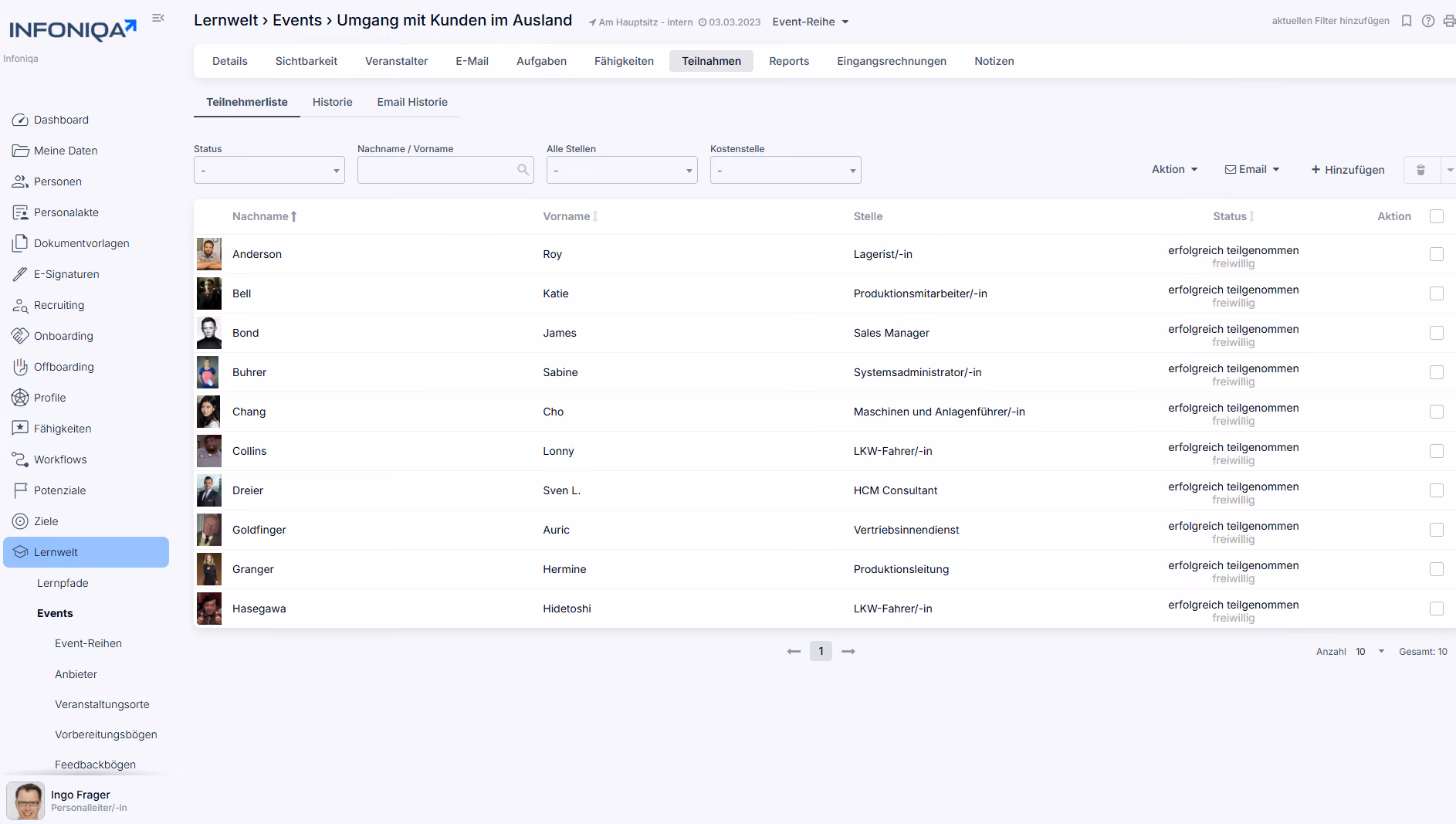 Event planner software screenshot