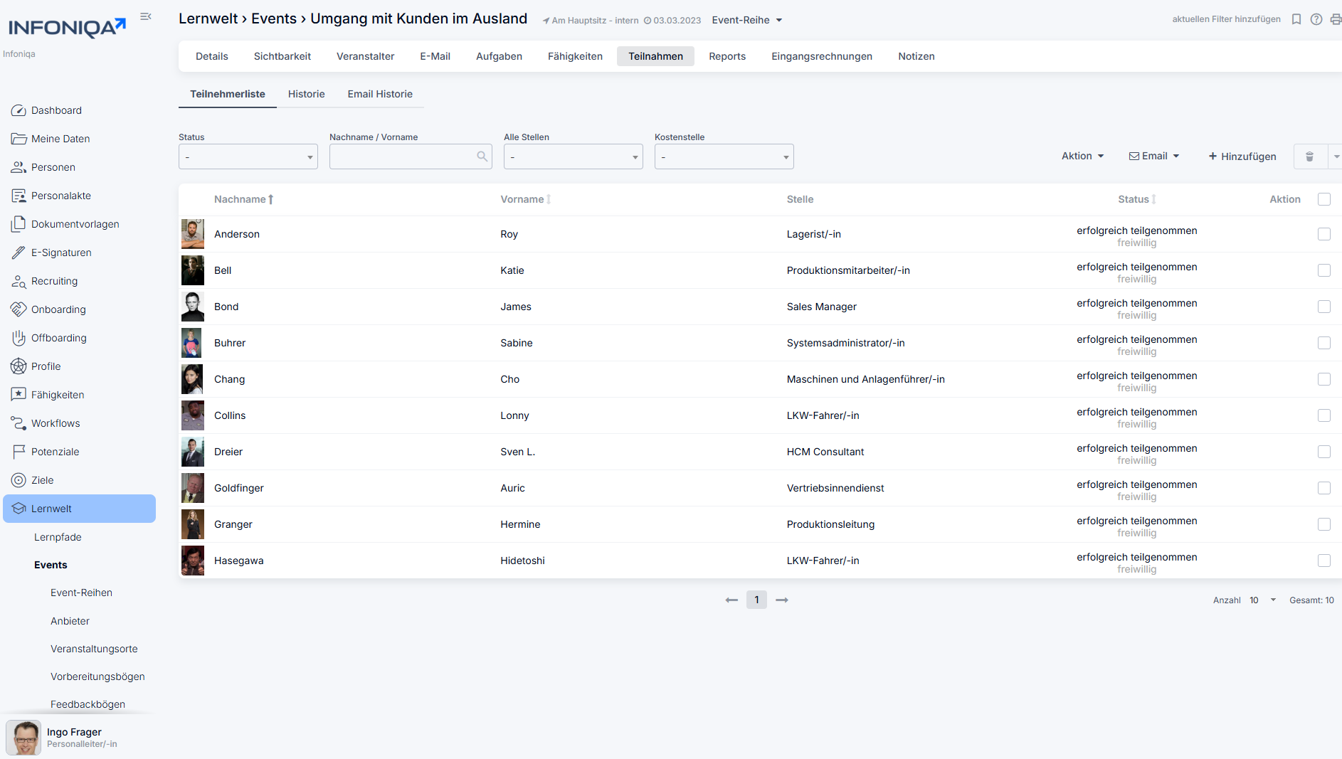 Event planner software screenshot