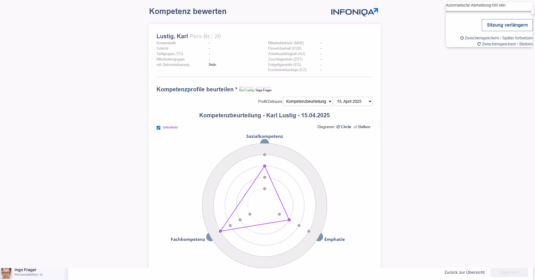 Screenshot Software Kompetenzprofil