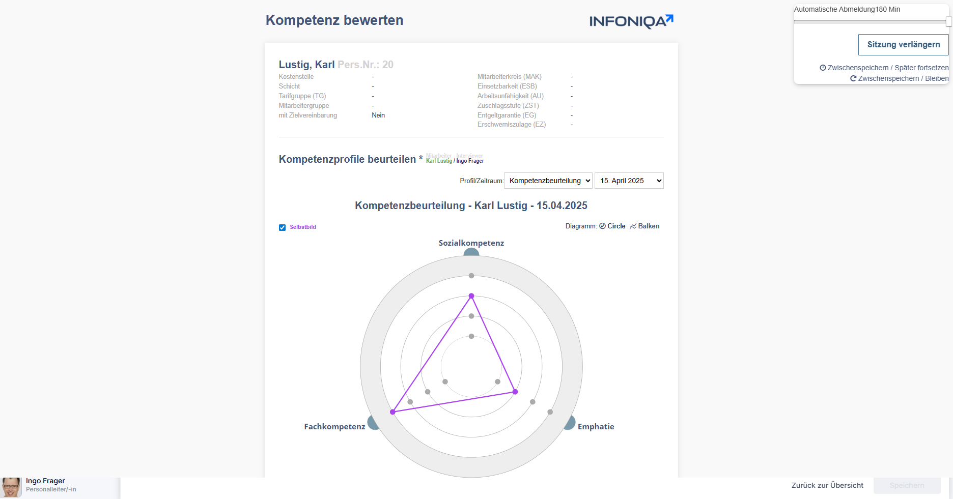 Screenshot Software Kompetenzprofil