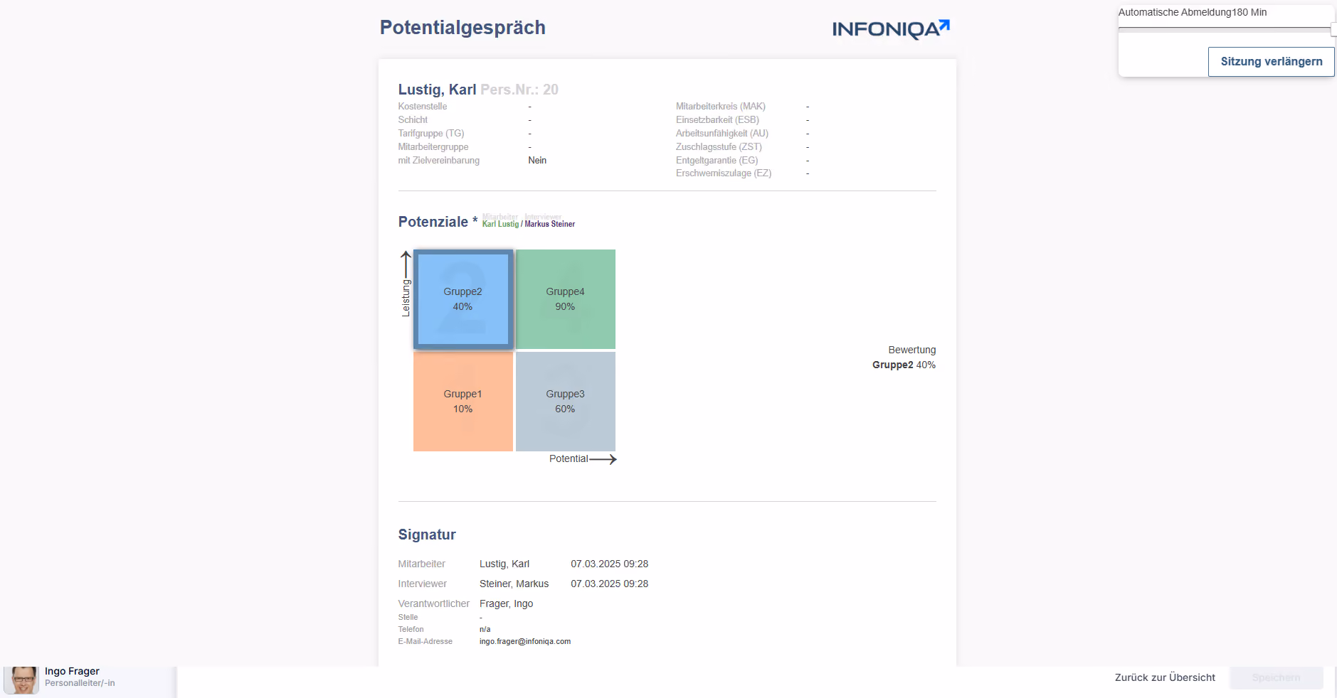 Screenhot Software Potenzialgespräch
