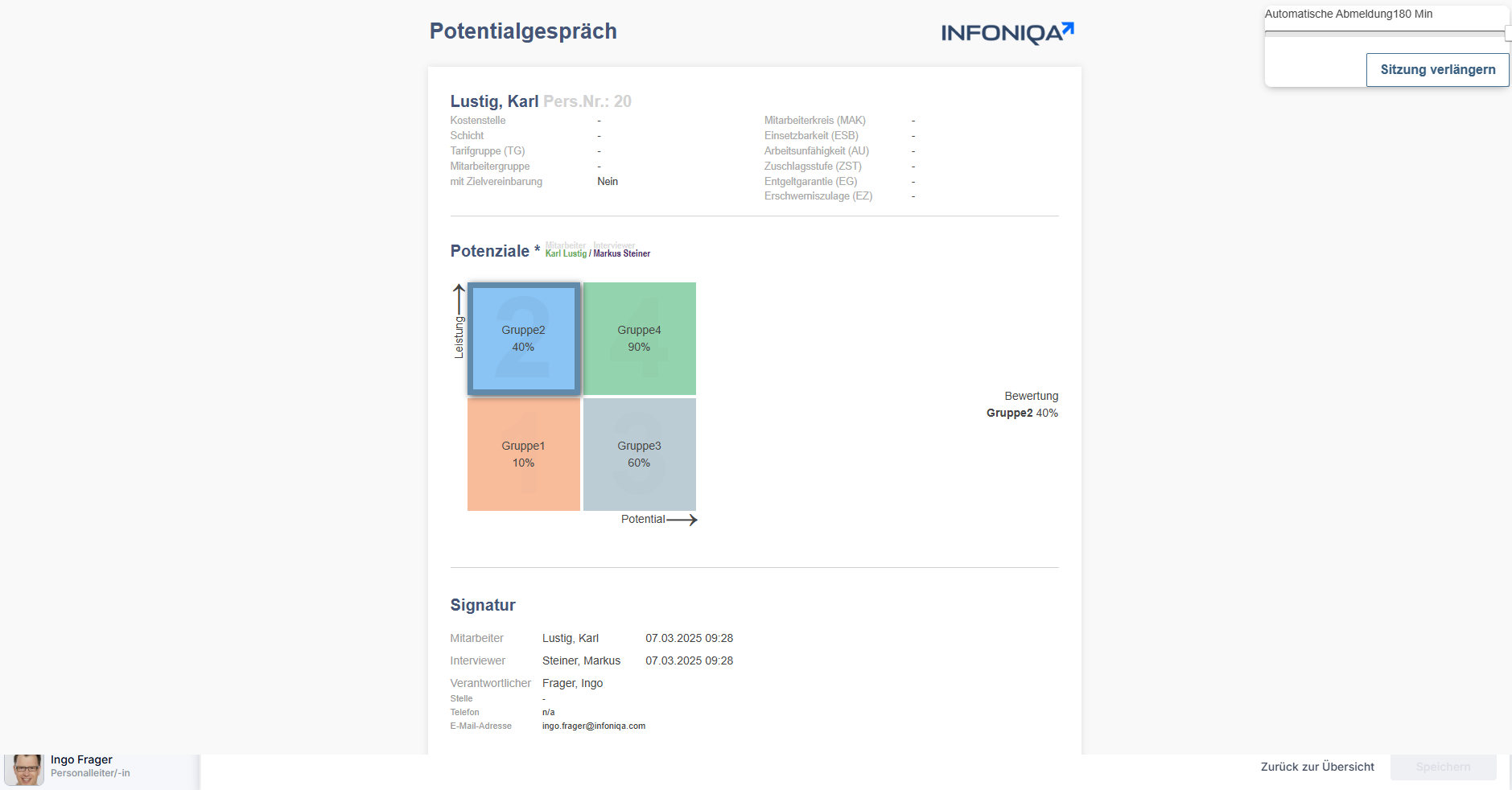 Screenhot Software Potenzialgespräch
