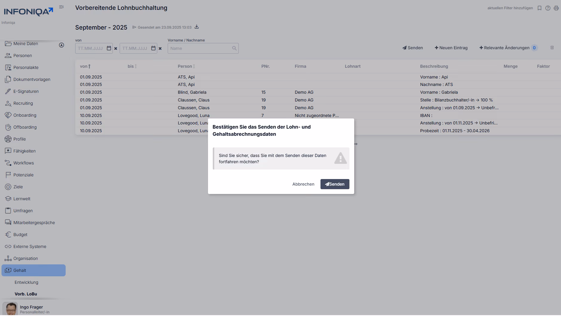 Infoniqa Software Vorbereitende Lohnbuchhaltung Screenshot