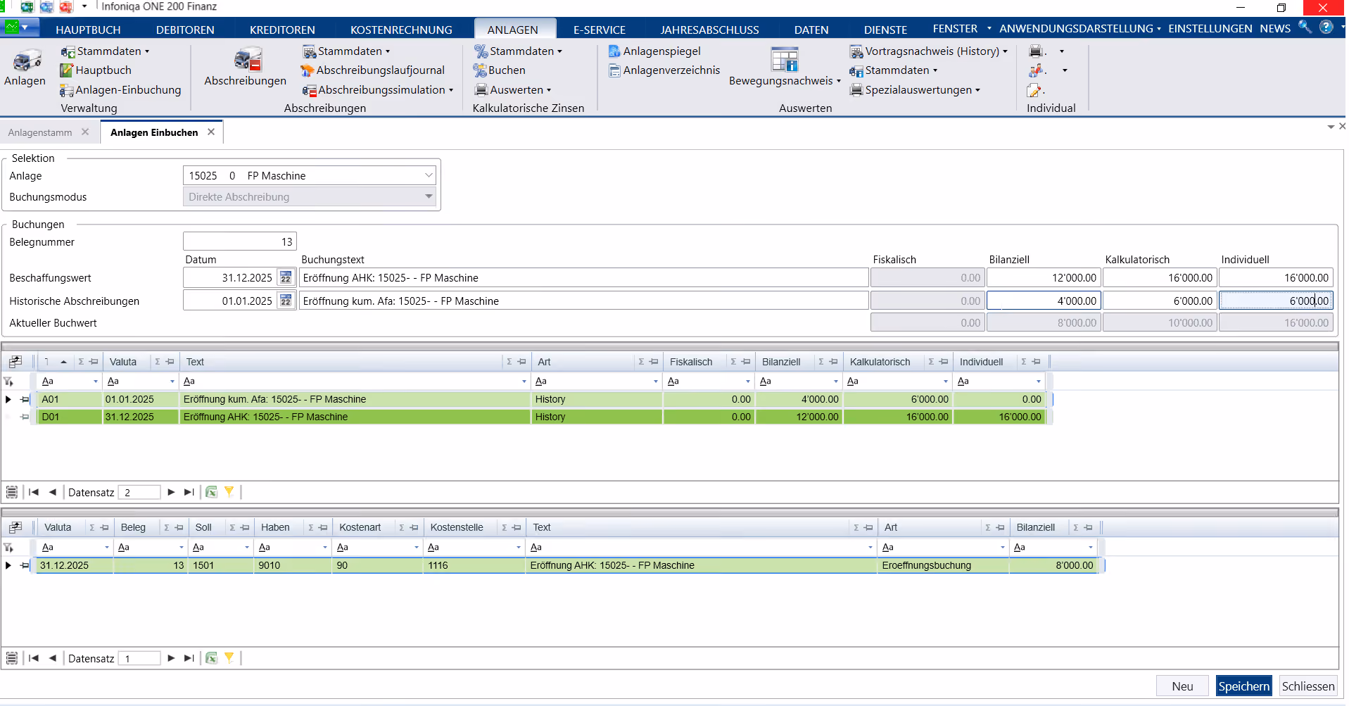 Infoniqa Software Screenshot Anlagenbuchhaltung