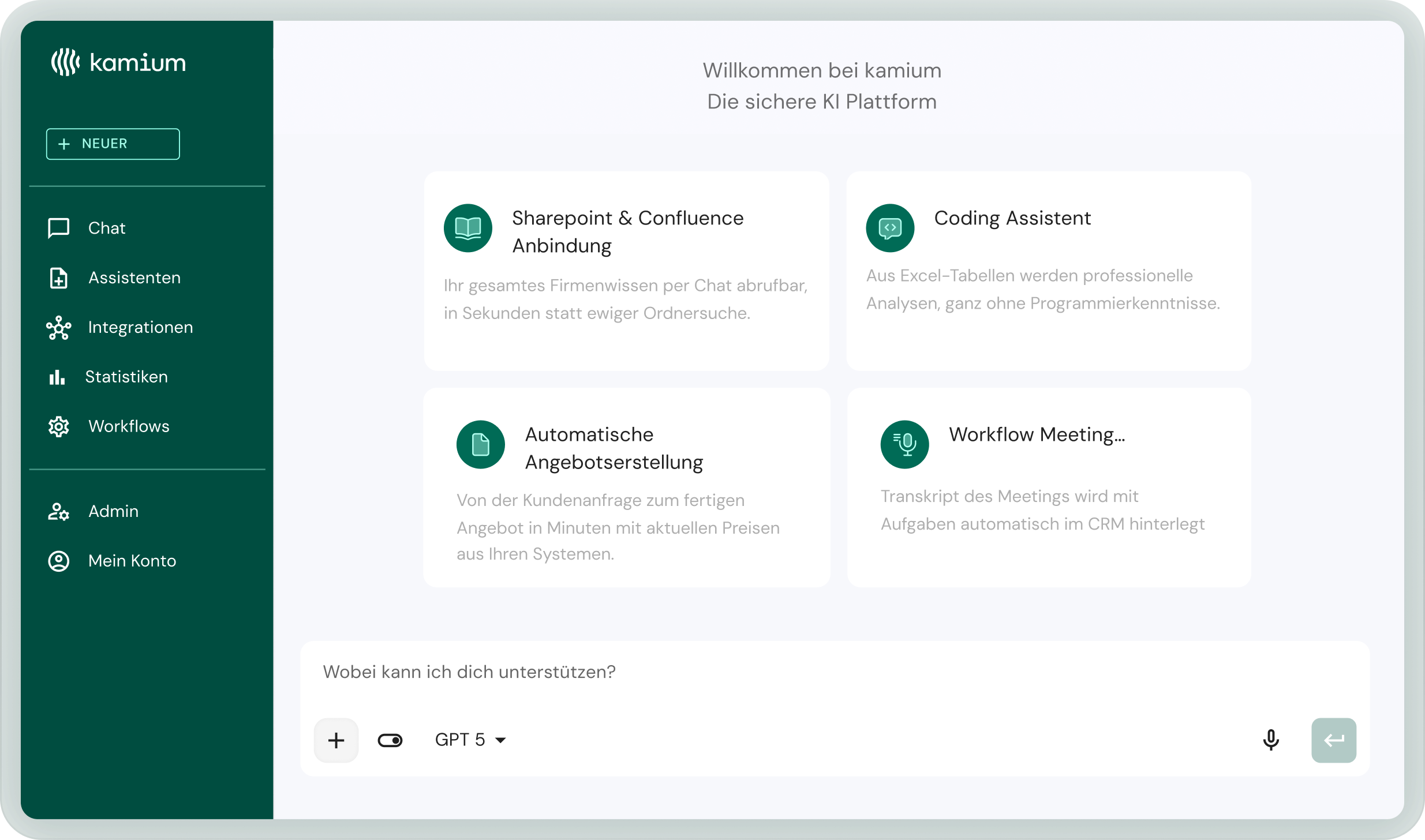 Vorschau der kamium-Plattform