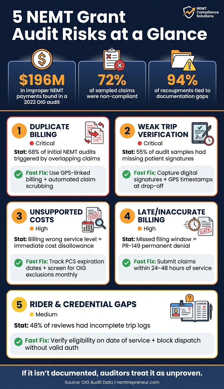 5 NEMT Grant Audit Risks: Key Stats & Red Flags