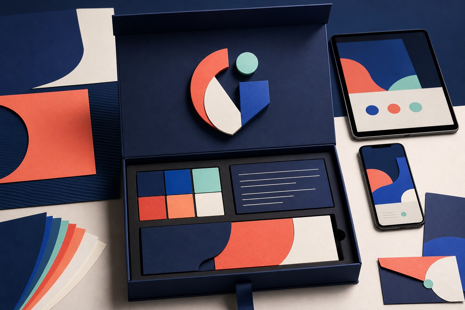 Illustration d’un coffret d’identité visuelle et de charte graphique