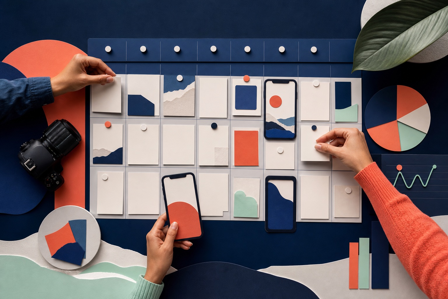 Illustration d’un calendrier de contenus pour une agence social media