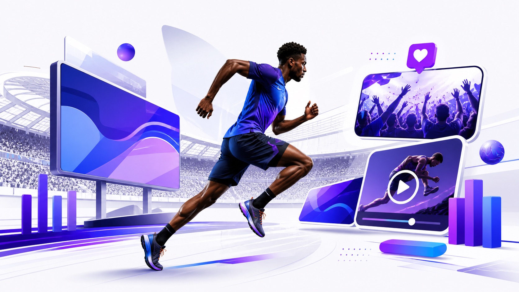 Illustration d’activations sponsor dans le sport avec contenus vidéo et social media