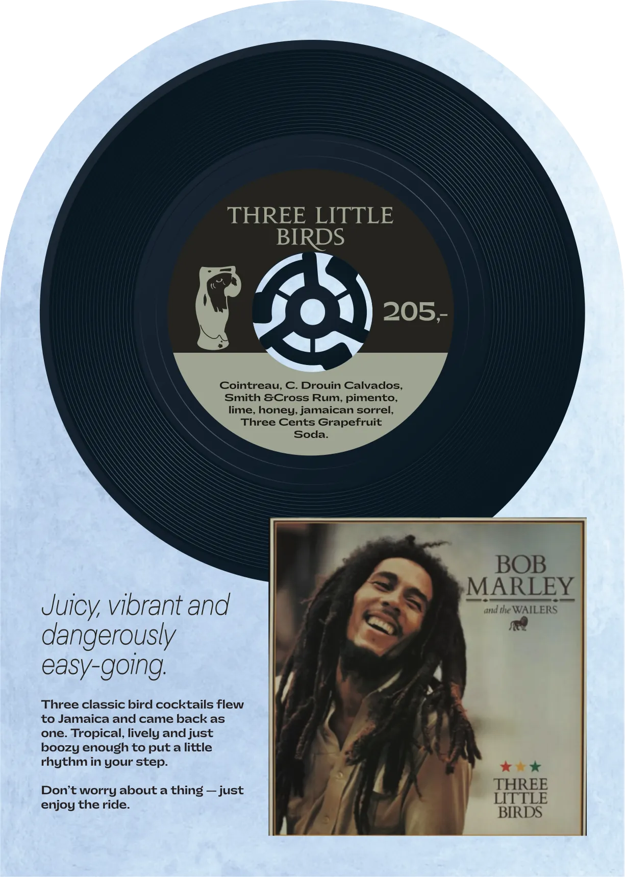 Three Little Birds – Bob Marley: Kombos cocktailmeny, side 6