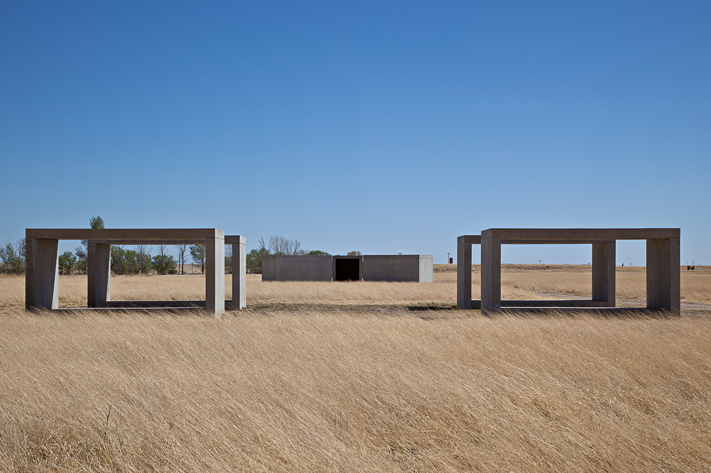 Donald Judd, 15 untitled works in concrete, 1980–1984. Installation view, Chinati Foundation, Marfa, Texas