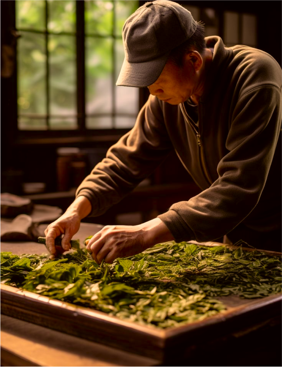 a guy working with leaves