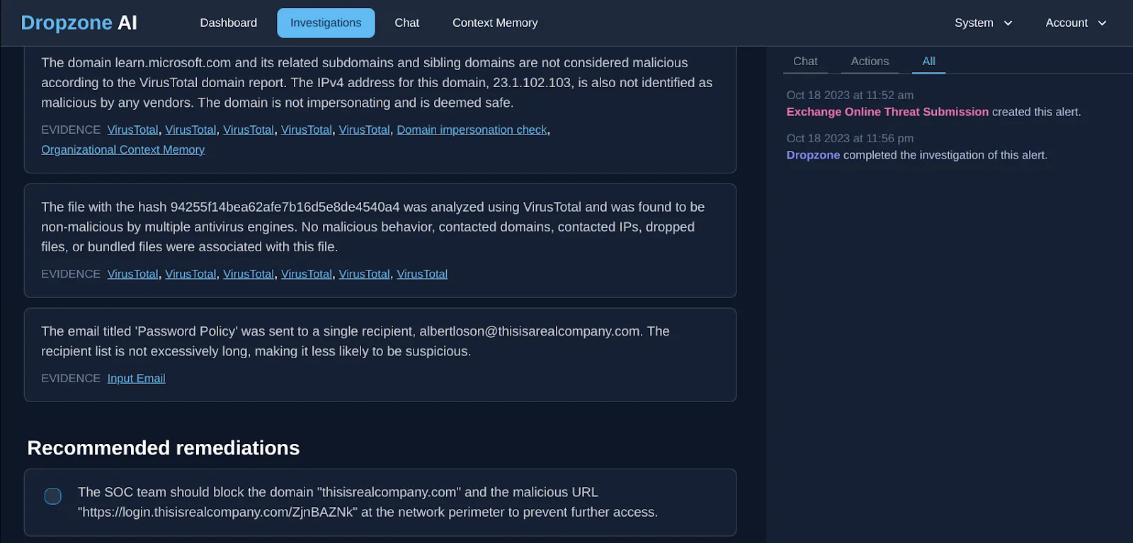 Dropzone AI Attachment Analysis