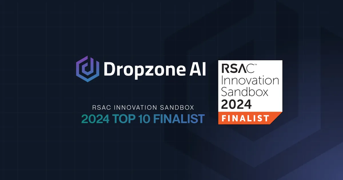 A blue and white logo for Dropzone AI.