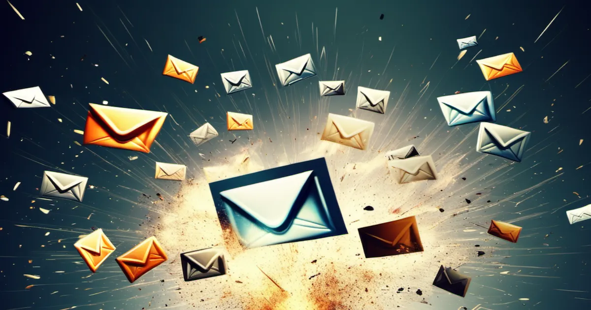 A bunch of mail icons are flying through the air.