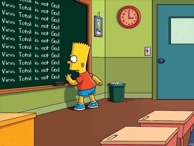 A cartoon of a boy writing on a chalkboard that says "total is not god".