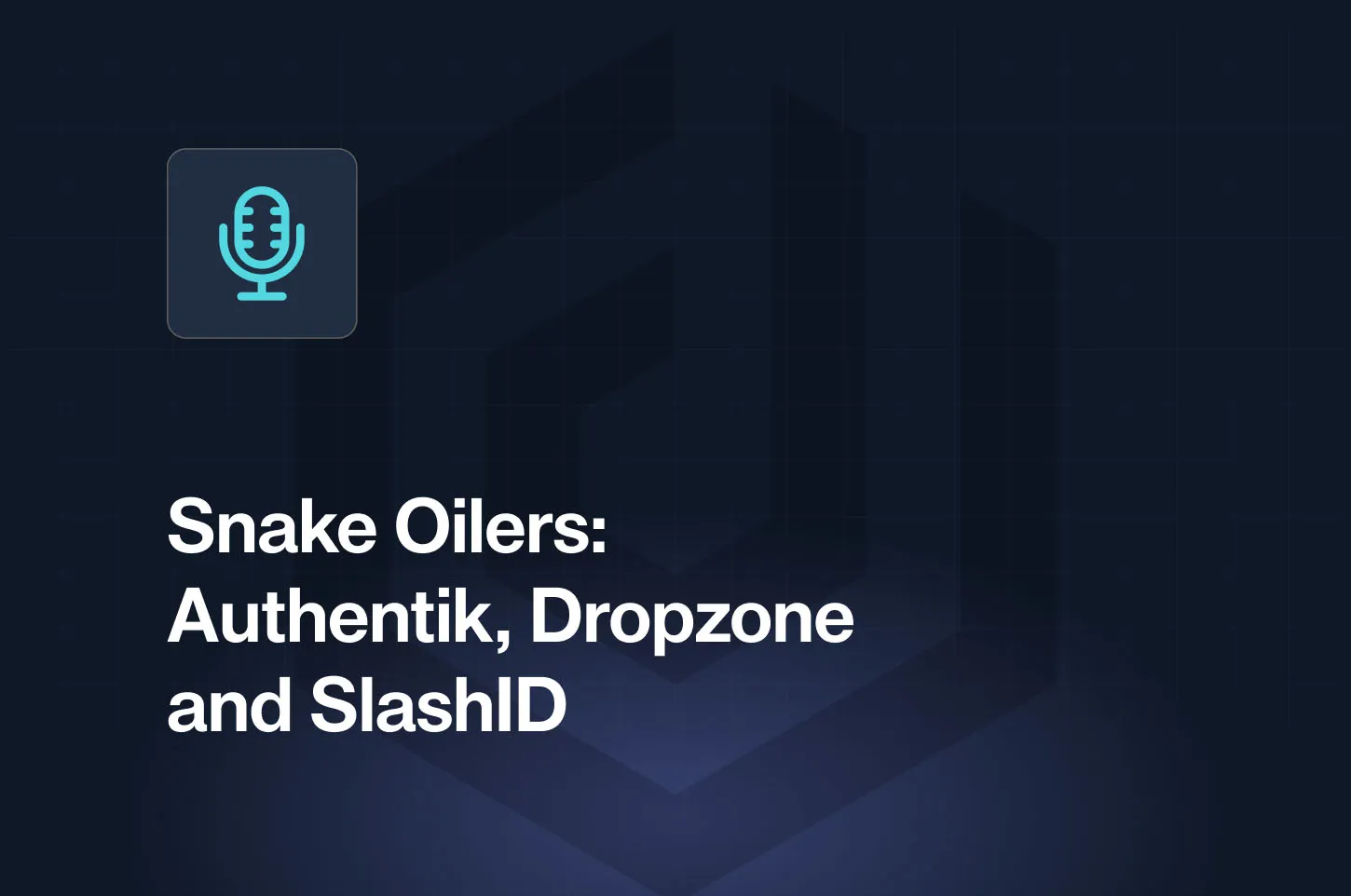 Risky Business Snake Oilers podcast thumbnail with blue and white design featuring cybersecurity startup theme