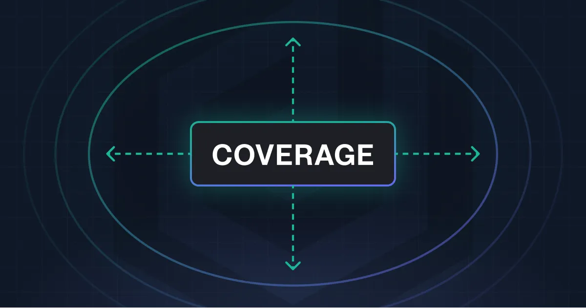 A blue and green circle with the word coverage in it.