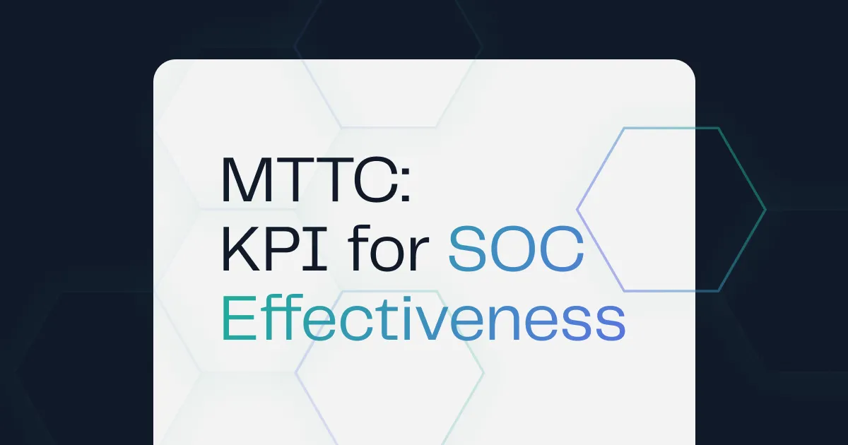 A blue and green background with the words MTTC: KPI for SOC.
