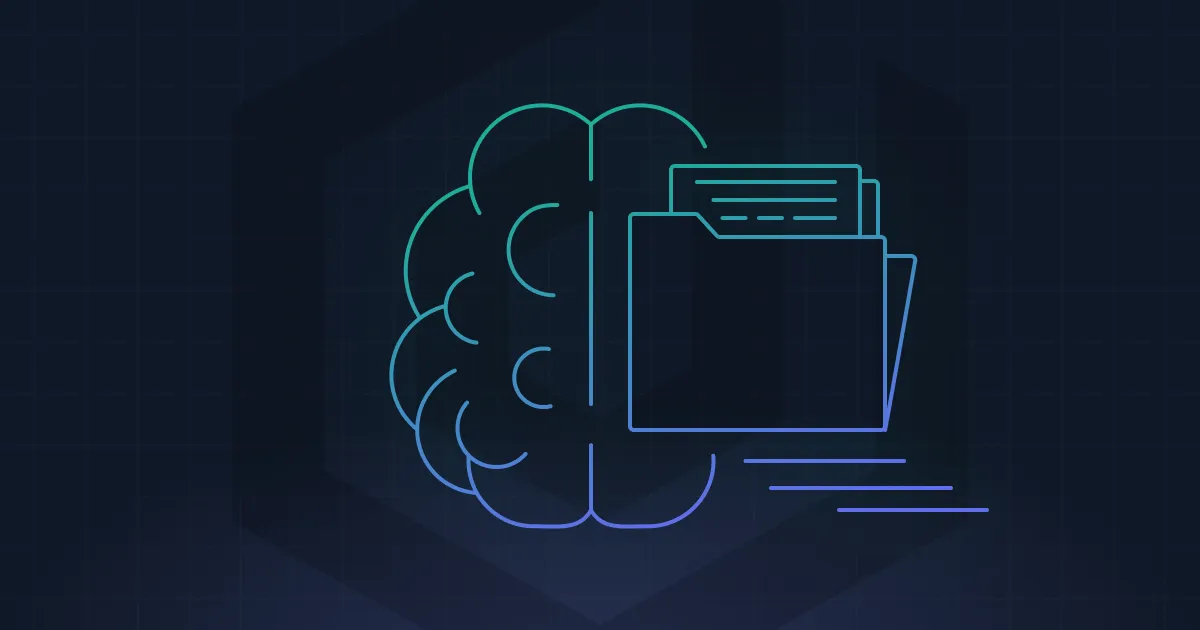 A blue and green brain with a file cabinet on top.