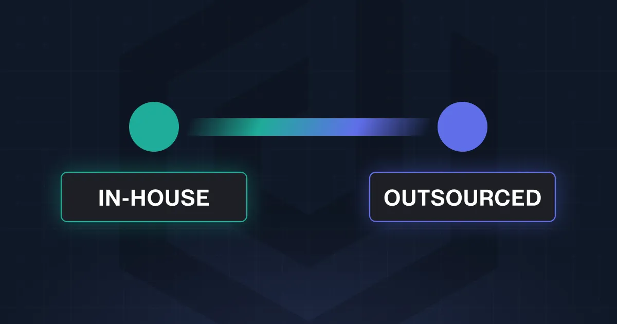 A blue and purple button that says Outsource.