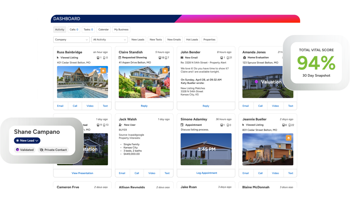 screenshot of boldtrail platform