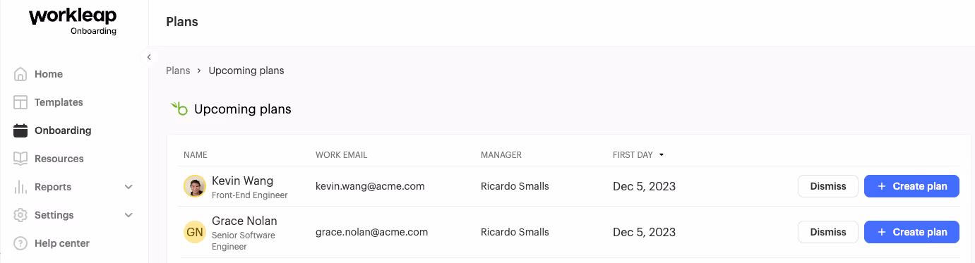 Workleap Onboarding New Employee Details