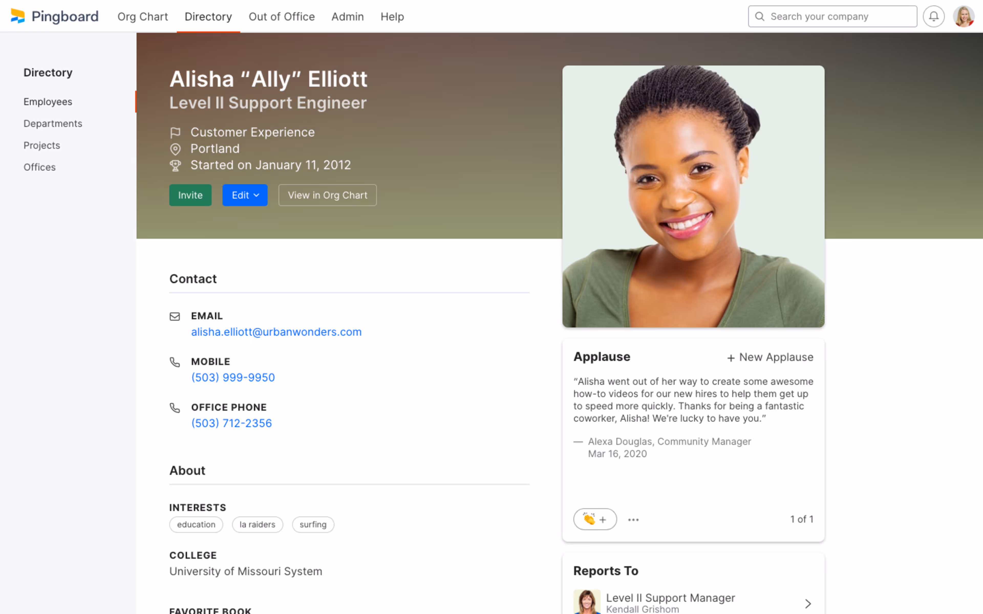Pingboard Employee Profile