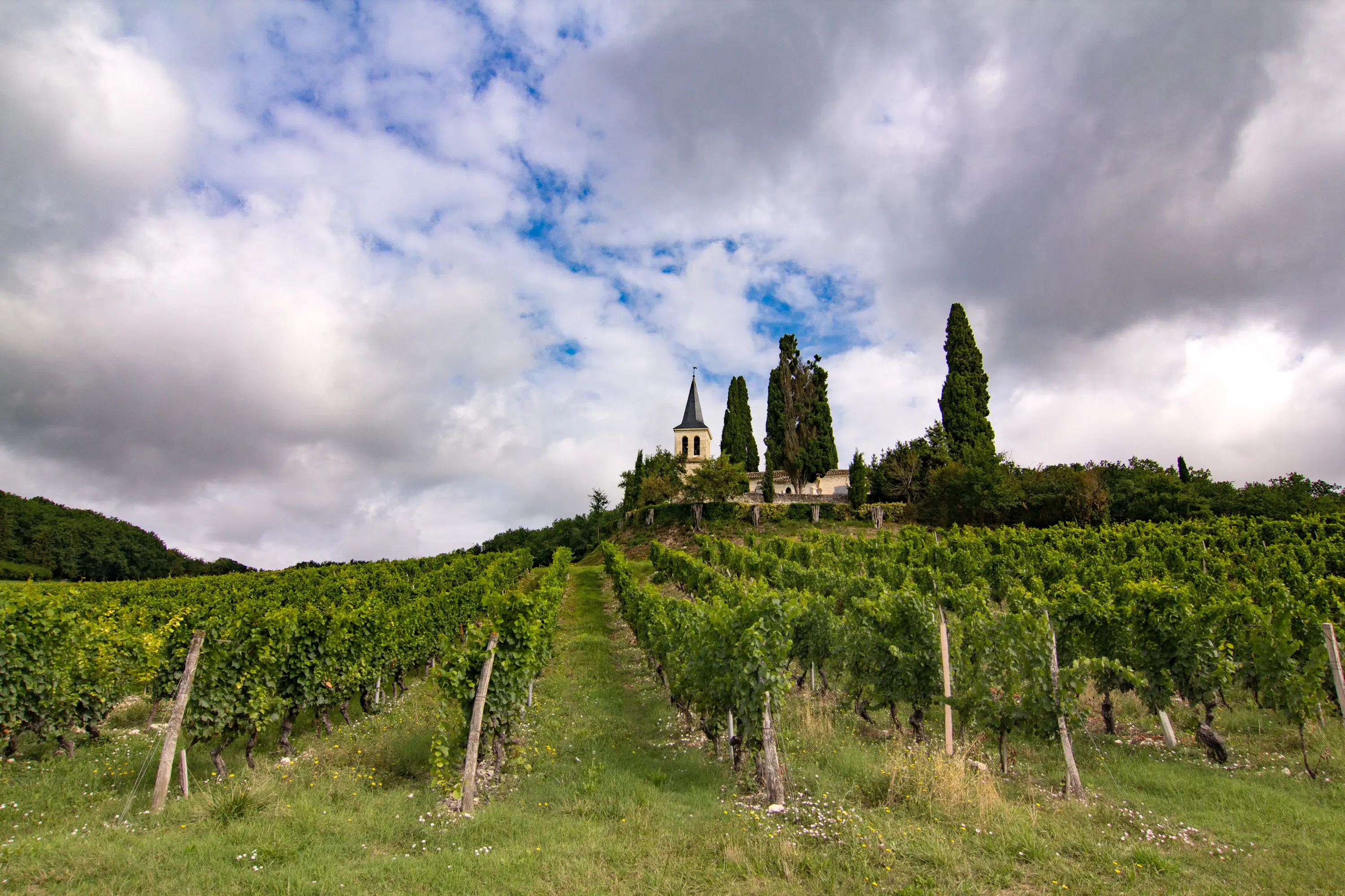 Photo de l'Eglise Saint-Etienne et ses vignes, Lot-Tourisme. Crédits : C Novello