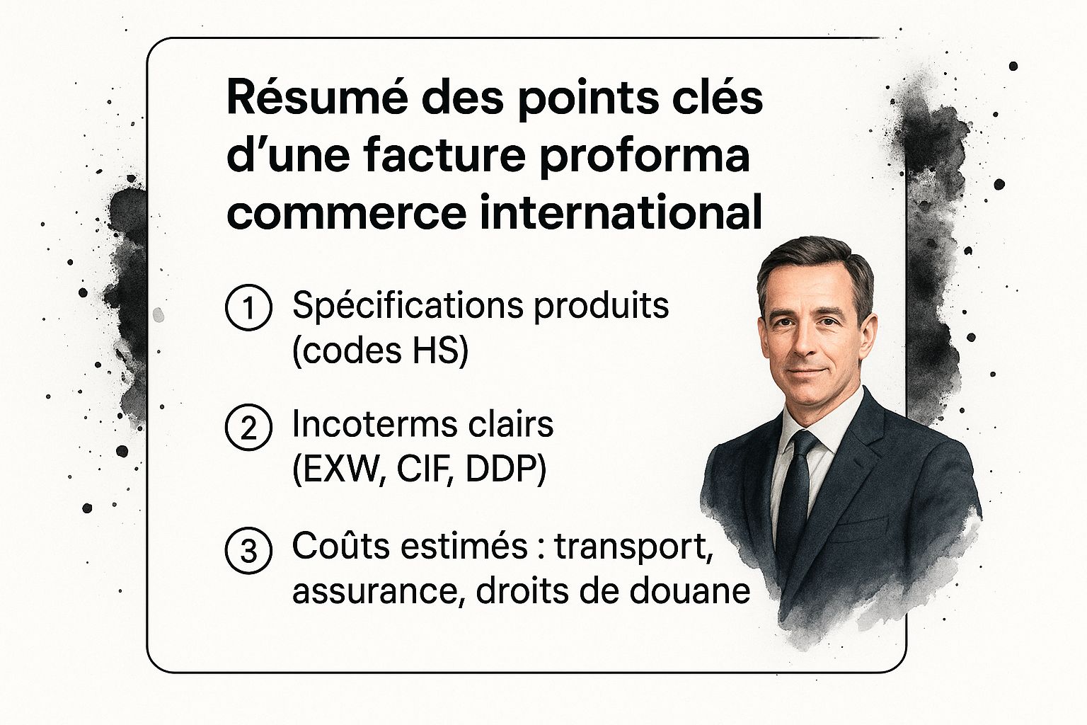 Infographic showing key data about International Trade Proforma Invoice