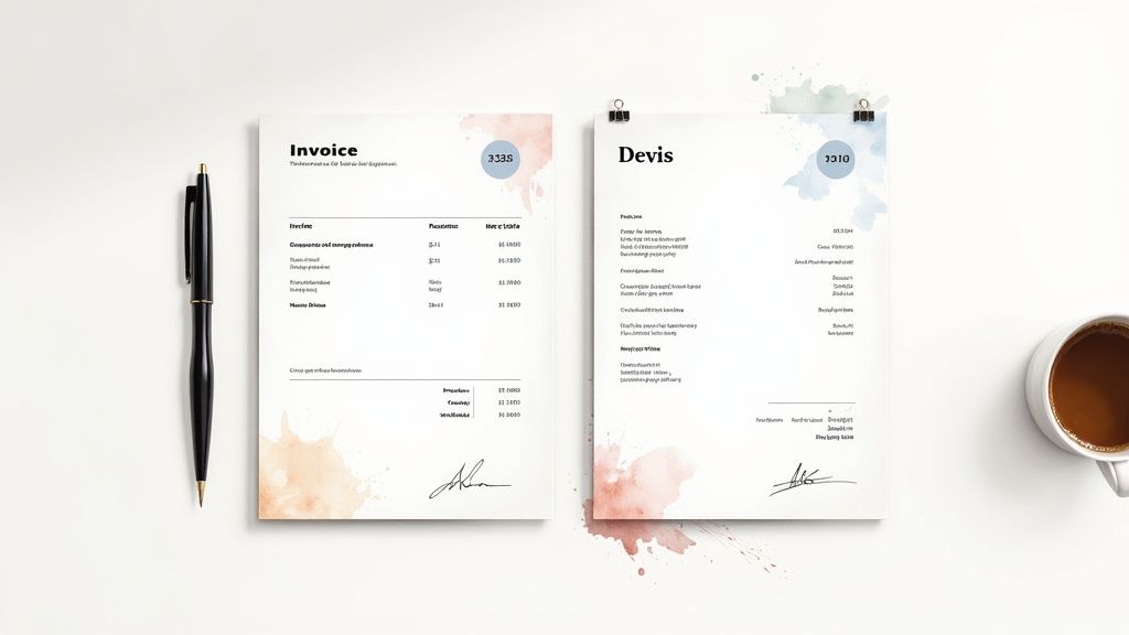 Une personne examinant attentivement une facture sur un bureau bien organisé