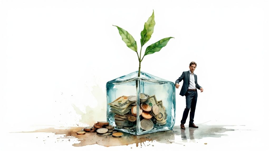 Femme d'affaires inquiète examinant des documents financiers dans un bureau moderne