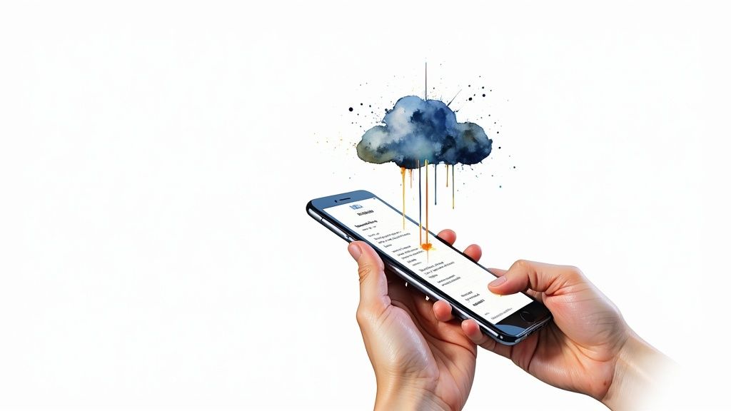 Un espace de travail moderne avec un ordinateur portable et un smartphone, illustrant la dématérialisation des notes de frais.