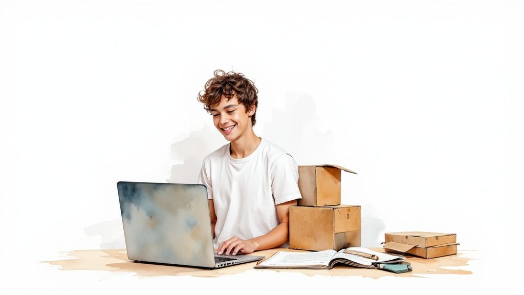 Une personne travaillant sur un ordinateur portable avec des feuilles de calcul Excel affichées à l'écran, illustrant la gestion de stocks.