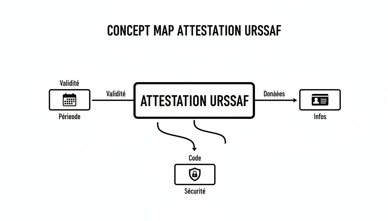 Exemple annoté d'une attestation de vigilance URSSAF