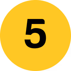 Black number 5 inside a yellow circle.