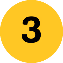 Black number 3 centered inside a solid yellow circle.