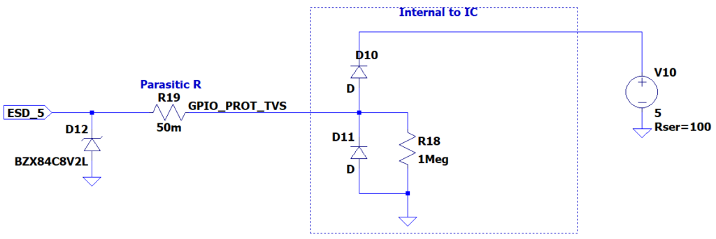 Using a tvs diode reverse biased to ground