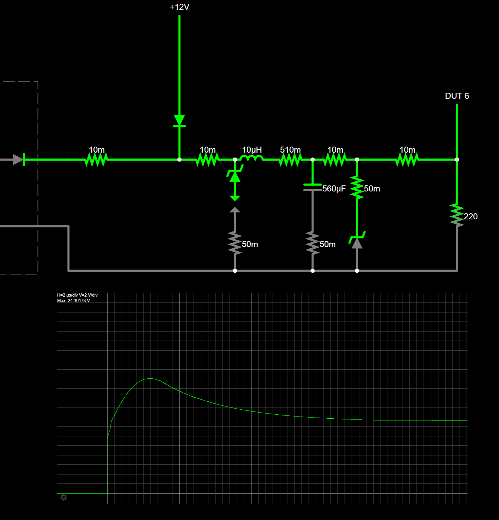 Layered surge protection network with GDT, resistor, capacitor, and TVS diode